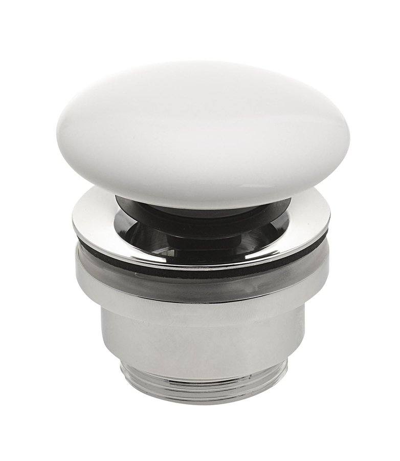 Umyvadlová výpust 5/4“, click-clack, keramická zátka, 5-63mm, bílá WEH060