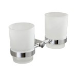 SAMBA dvojitý držák skleniček, mléčné sklo, chrom SB105