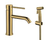 1209-09GB (50970) RHAPSODY stojánková umyvadlová baterie s bidetovou sprchou, zlato mat 1209-09GB