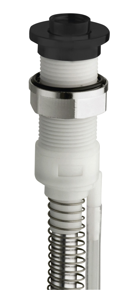 FOLLOW ME sprchová průchodka s odvodněním na okraj vany vč. hadice a drenážního kusu, kulatá, černá mat PD46713