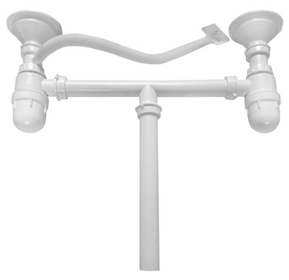 Dřezový sifon pro dvojdřez, včetně pilety, bílá NDAQ211