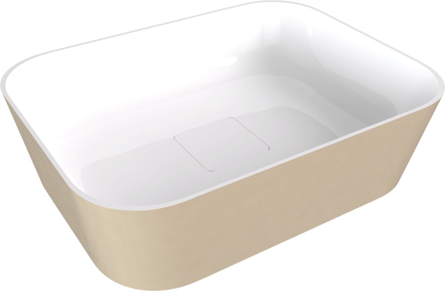 14596.82 (58432) BANERA SQUARE umyvadlo na desku, litý mramor, 50x36cm, bílá/béžová mat 14596.82