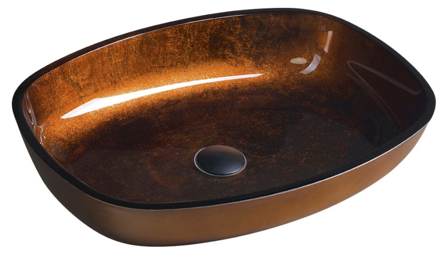 KVAORE skleněné umyvadlo na desku, 54x39,5cm, měď TY223