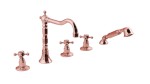 3887 (27449) ANTEA pětiprvková baterie na okraj vany s retro hubicí, růžové zlato 3887