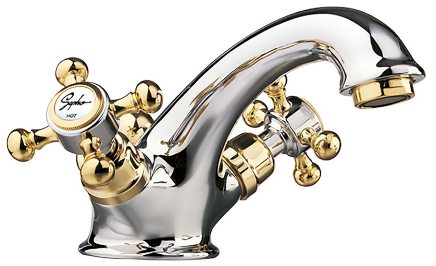 3172 (4233) ANTEA stojánková umyvadlová baterie s výpustí, chrom/zlato 3172