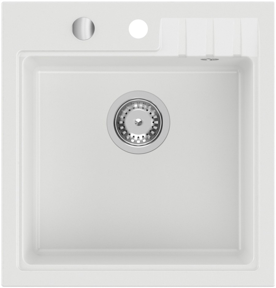 Granitový vestavný dřez mono, 50x52cm, bílá GR1041