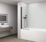 ROTA BLACK vanová zástěna otočná 650mm, čiré sklo FB650