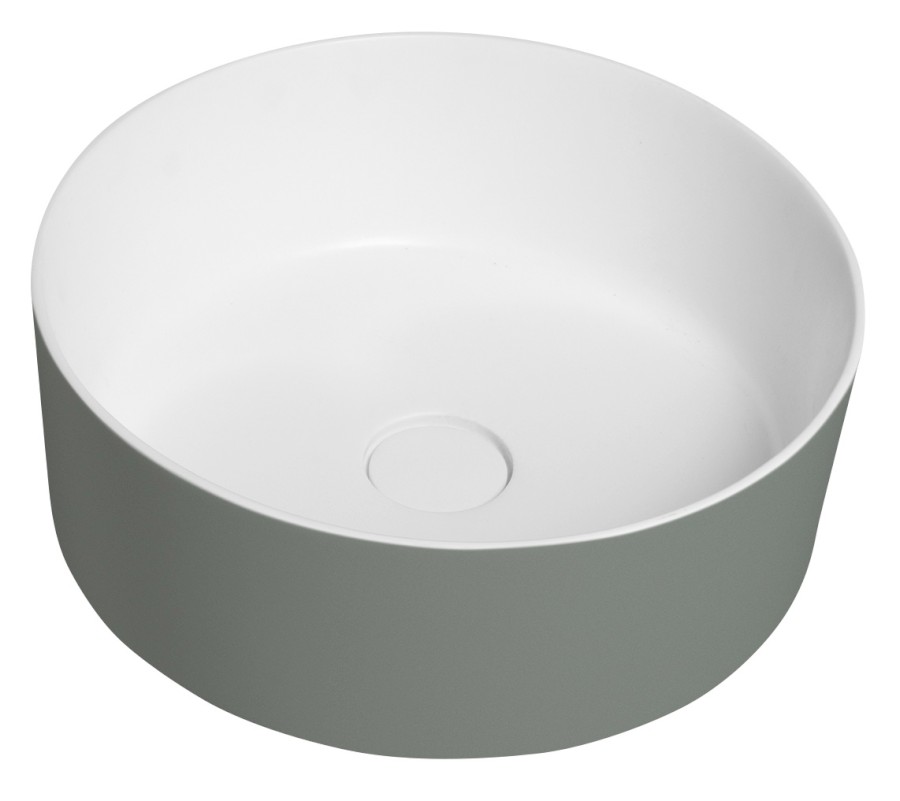 WN548-44 (56411) THIN umyvadlo na desku, Rockstone, Ø 38 cm, verde/bílá mat WN548-44