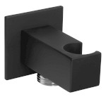 Držák sprchy hranatý, pevný, s vyústěním, černá mat SG303NE