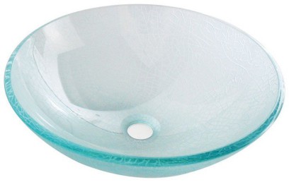 ICE skleněné umyvadlo na desku Ø 42cm, čirá s pískováním 2501-04