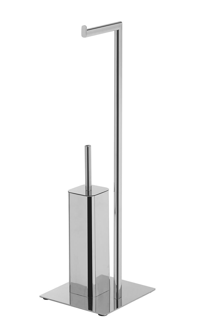133213 (52204) FELIX stojan s držákem na toaletní papír a WC štětkou, hranatý, chrom 133213