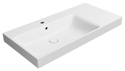 NUBES keramické umyvadlo 100x50cm, s odkládací plochou vpravo, bílá mat 9627109