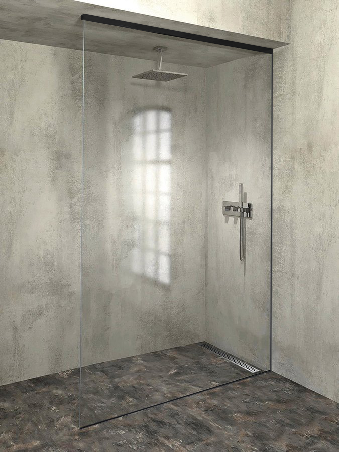 AL2616B (55256) ARCHITEX sada pro neviditelné uchycení skla, podlaha-stěna-strop, 1610x2600mm, černá mat AL2616B