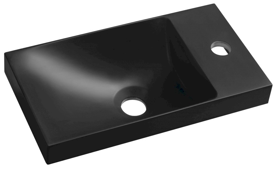 AS400B (52736) AGOS umývátko, litý mramor, 40x22cm, levé/pravé, černá mat AS400B