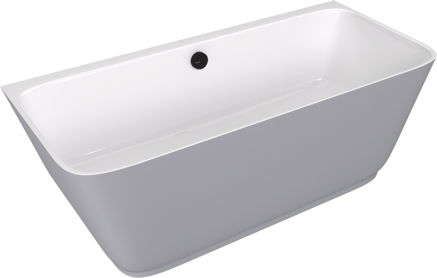 72430.32 (57537) SKYLLA nástěnná stojící vana litý mramor 170x75x60cm, bílá/šedá mat 72430.32