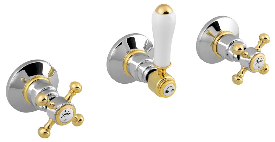 SET305-102 (32585) ANTEA podomítková sprchová baterie, 2 výstupy, chrom/zlato SET305-102