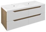 WA120-3025 (59752) WAVE dvojumyvadlová skříňka 119,7x50x47,8cm, bílá/dub cuneo WA120-3025