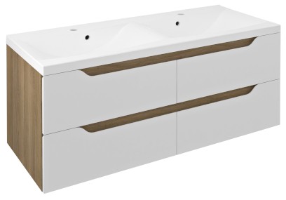 WAVE dvojumyvadlová skříňka 119,7x50x47,8cm, bílá/dub cuneo WA120-3025