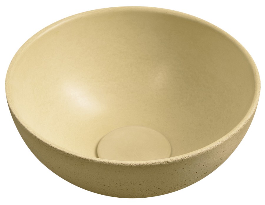 MINOR betonové umývátko na desku, Ø 26cm, žlutá mat MR26022