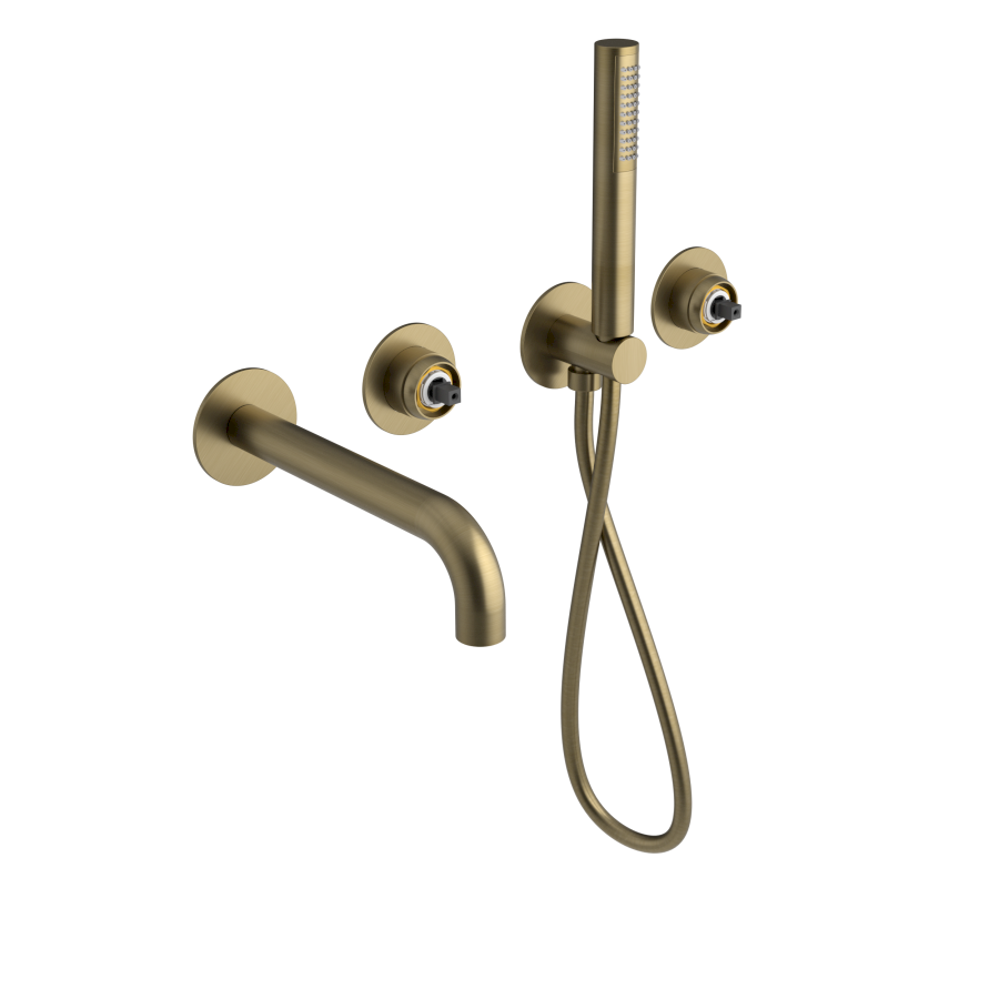 UT093G-1 (57464) ULTRAMIX tělo podomítkové vanové baterie s hubicí a ruční sprchou, 2 výstupy, zlato mat UT093G-1