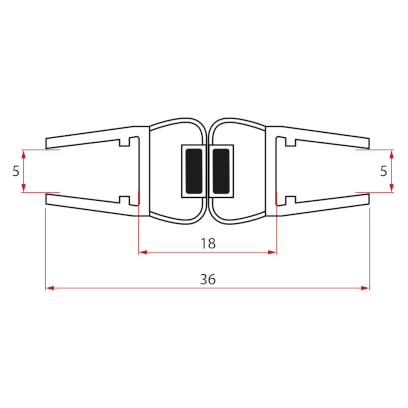 Set plochých magnetických těsnění pro sklo 5/5mm, 1850mm NDHLS-3