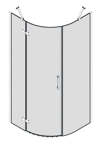 TRINITY skleněné díly čtvrtkruhová zástěna 900x900, sklo mat, levé GT6590ML