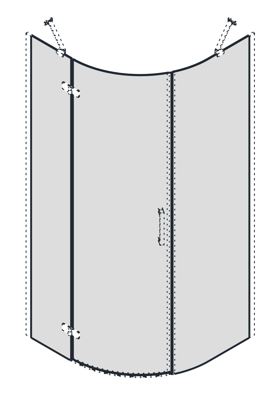 TRINITY skleněné díly čtvrtkruhová zástěna 900x900, sklo mat, levé GT6590ML