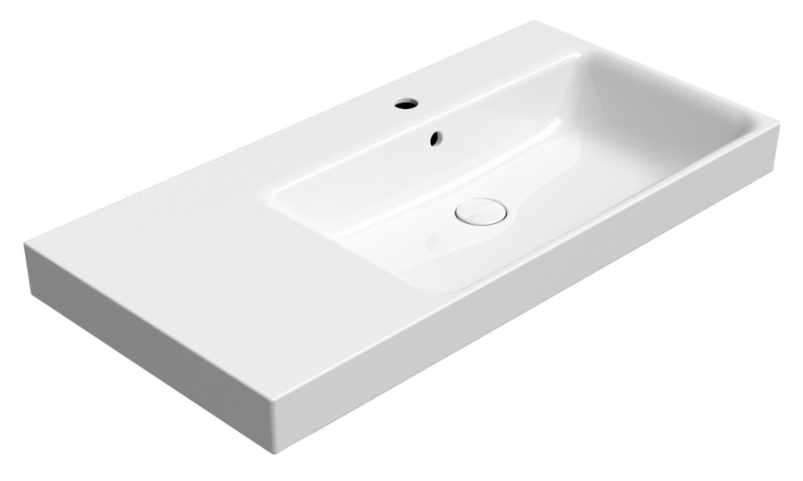 9628111 (62087) NUBES keramické umyvadlo 100x50cm, s odkládací plochou vlevo, bílá ExtraGlaze 9628111