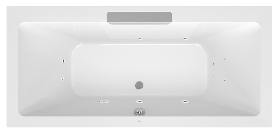 CASCATA hydromasážní vana, 185x85x45cm, kaskáda nerez, Active Hydro, chrom 73836.100.1010