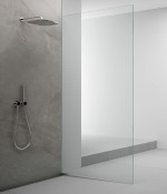 AX2116R (61021) ARCHITEX sada pro uchycení skla podlaha-stěna se spádovou lištou, 1615x2105mm, pravá, leštěný hliník AX2116R