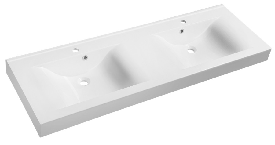 FLAVIA dvojumyvadlo, litý mramor, 150x50cm, bílá 68154