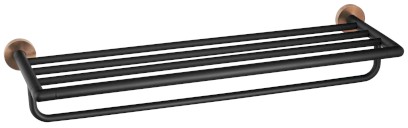 LARISSA polička na ručníky s hrazdou 600mm, černá/měď mat WS029BC