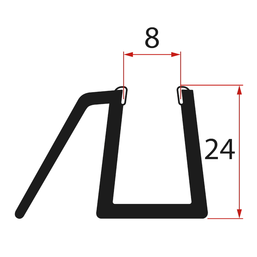 NDALB04 (47944) Spodní těsnění na dveře, sklo 8mm, 1000mm, černá NDALB04