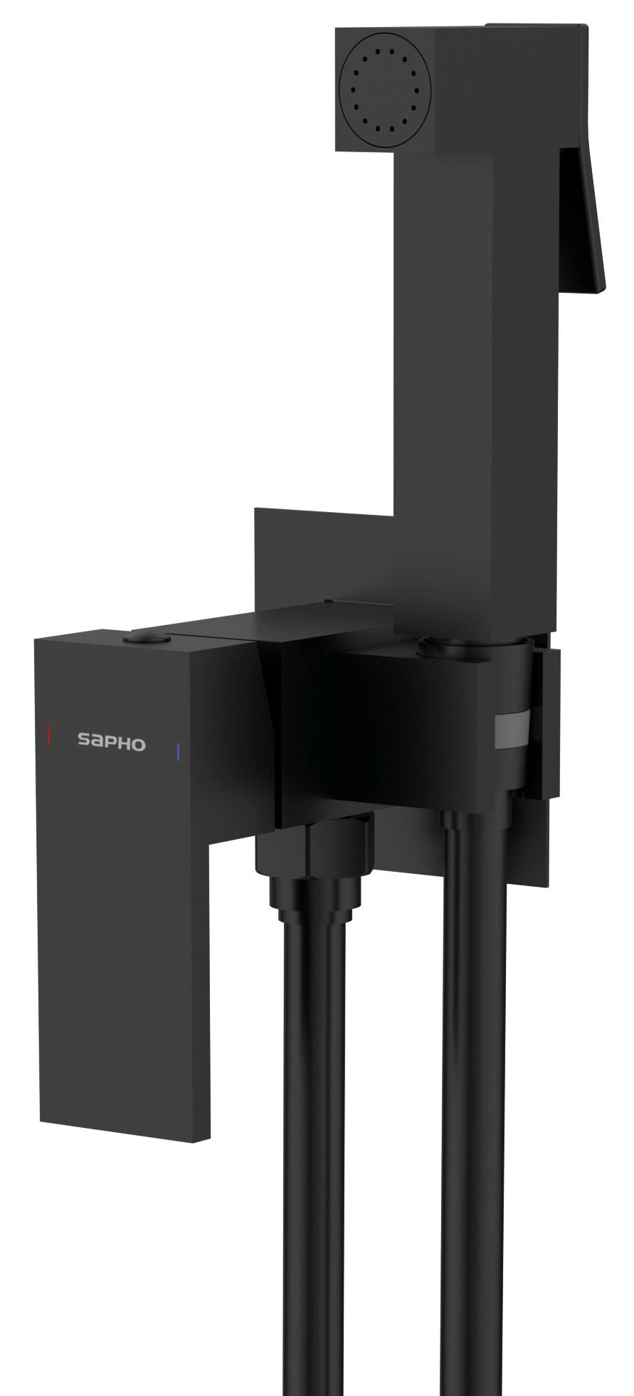 CM040B (53053) CUBEMIX podomítková bidetová baterie se Stop sprškou, hranatá, černá mat CM040B