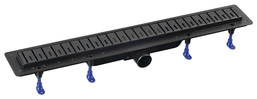 73721B (48072) KLAVER podlahový žlab s nerezovým roštem, L-710, DN50, černá mat 73721B