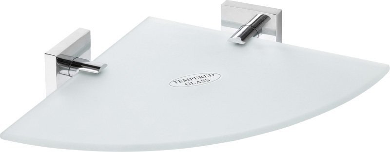 X-SQUARE polička skleněná rohová 250x55x250mm, mléčné sklo, chrom XQ604