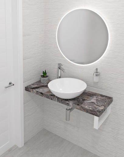 AVICE deska pod umyvadlo 250x36cm, tl.5cm, šedý kámen AV25610