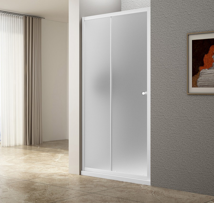 AWS100 (60905) UGGA posuvné sprchové dveře 1000 mm, sklo Brick, bílá AWS100