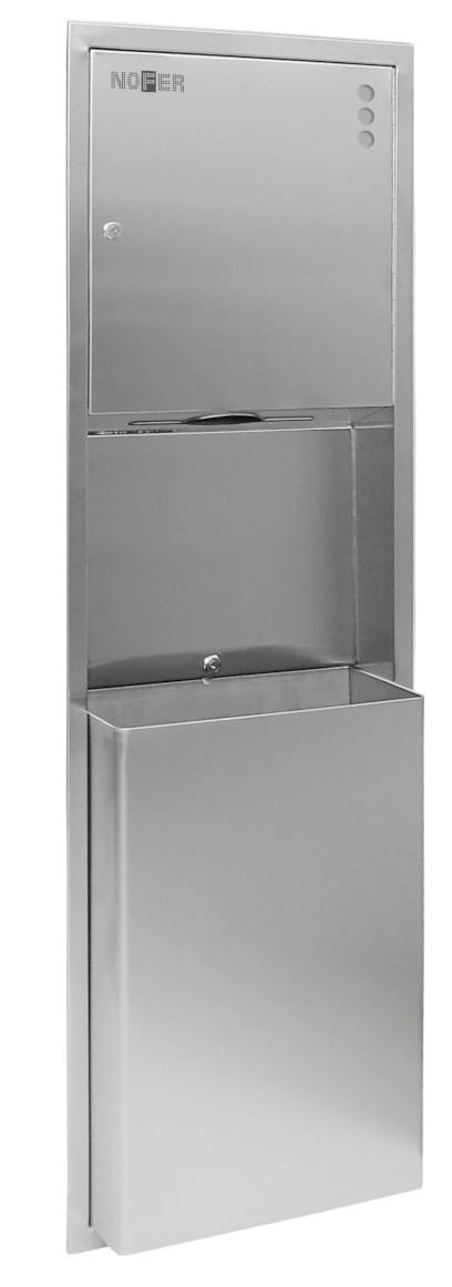 Zabudovaný zásobník na papírové ručníky a odpadkový koš 45l, 365x1375x108mm, nerez mat 12021.S