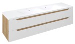 WAVE dvojumyvadlová skříňka 179,7x50x47,8cm, bílá/dub alabama WA180-3022