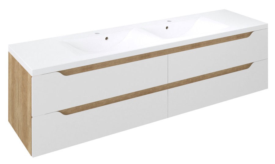 WAVE dvojumyvadlová skříňka 179,7x50x47,8cm, bílá/dub alabama WA180-3022