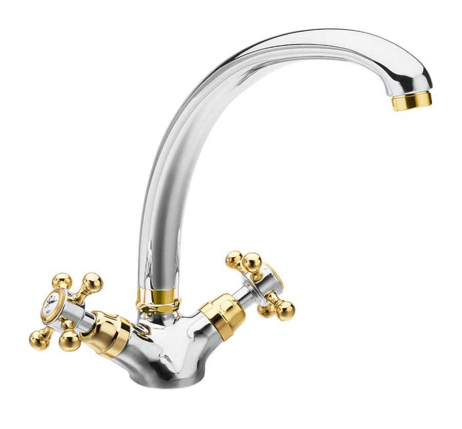 ANTEA stojánková dřezová baterie, výška 265mm, chrom/zlato 3112