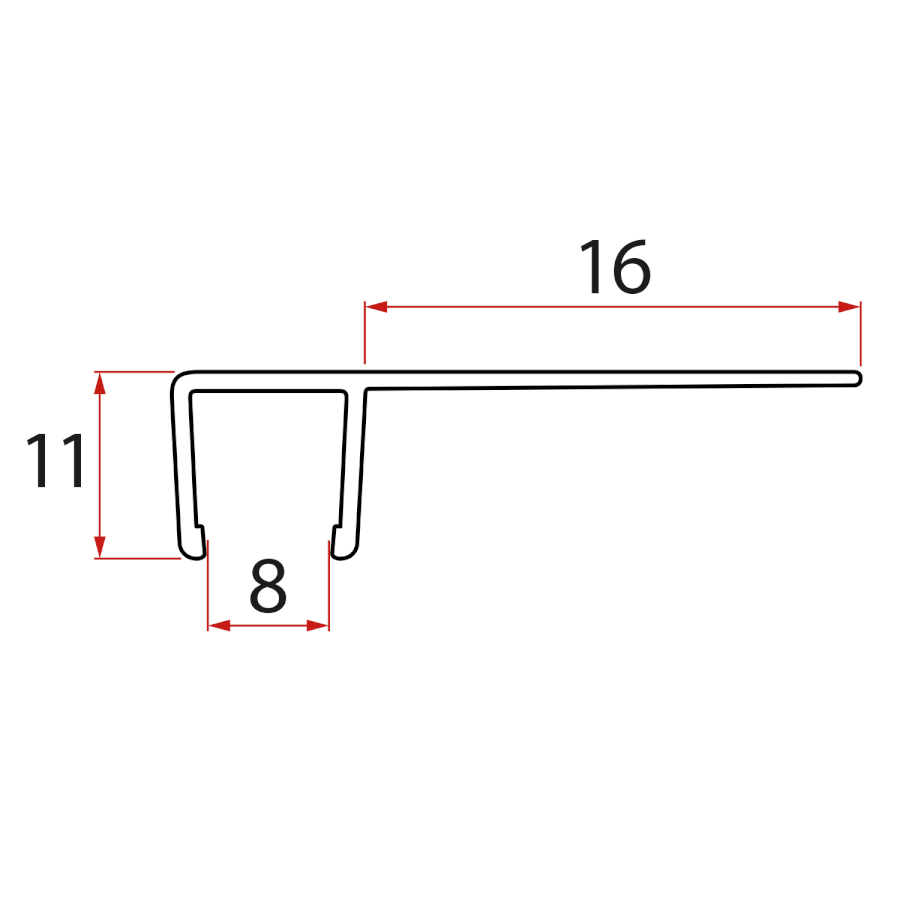 NDAL06 (47923) Set svislých těsnění pro sklo 8/8mm, 2000mm NDAL06