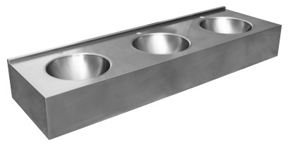 Závěsný pult se třemi umyvadly 1800x270x550 mm, nerez mat 13080.3.S