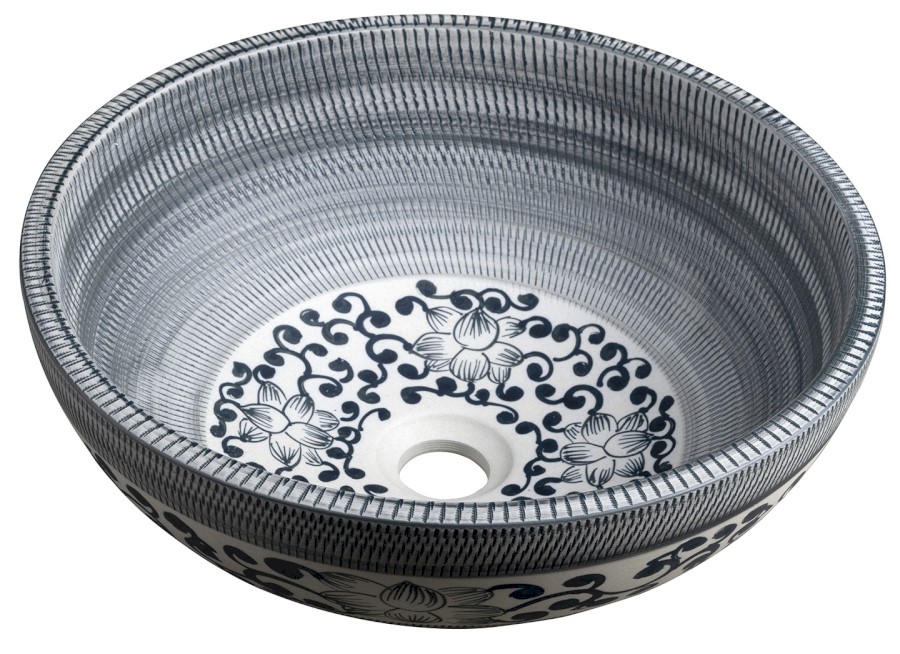 PI036 (51301) PRIORI keramické umyvadlo na desku, Ø 41 cm, modrá se vzorem PI036