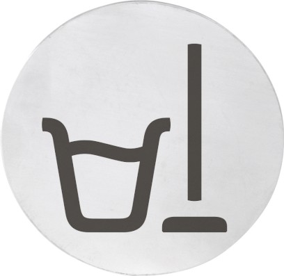 Cedule úklidová místnost, Ø 75mm, nerez mat XP124