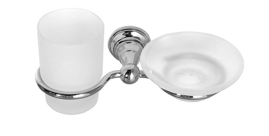 DIAMOND držák kartáčků s mýdlenkou, mléčné sklo, chrom 1317-04