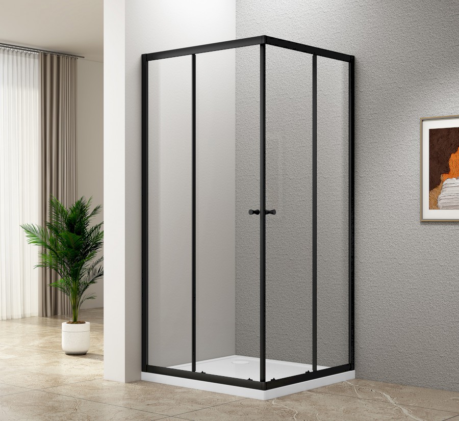 AGGA BLACK čtvercová sprchová zástěna 800x800mm, čiré sklo BLF808