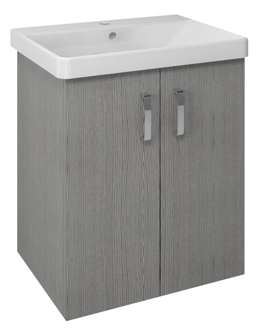 THEIA umyvadlová skříňka 56,4x70x44,2cm, 2xdvířka, dub stříbrný TH062-1111