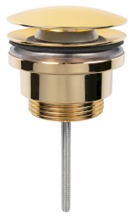 CV1110G (60229) Umyvadlová výpust 5/4“, click-clack, velká zátka, 5-65mm, zlato CV1110G